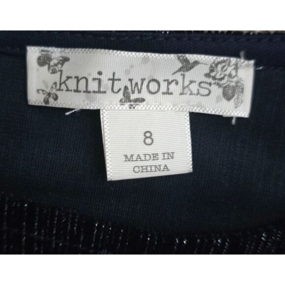 Knitworks Girls Navy Blue Long Sleeve Velvet Twist Front Top Size 8 - Picture 2 of 2